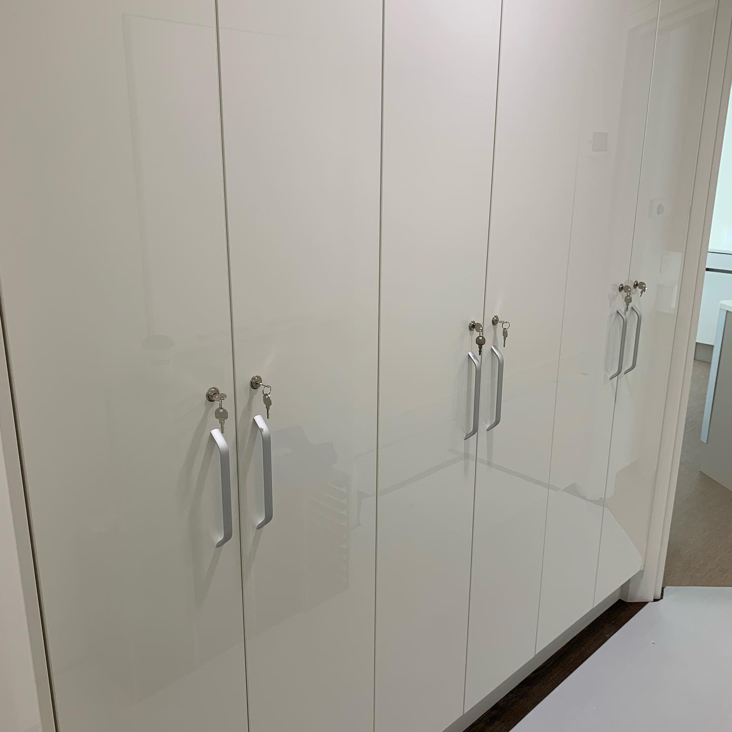 Dispensing Cabinets finished with White Luxe board